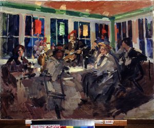 In een café door Konstantin Alekseevich Korovin