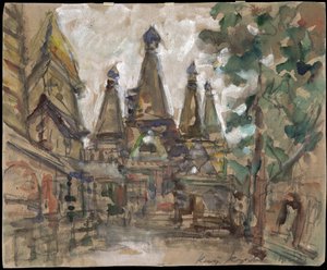 Decor voor de opera De Bruid van de Tsaar van N. Rimsky-Korsakov door Konstantin Alekseevich Korovin