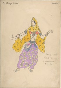 Polovtsiaans meisje. Kostuumontwerp voor de opera Prins Igor door A. Borodin