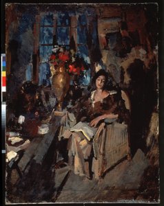 Portret van een vrouw door Konstantin Alekseevich Korovin