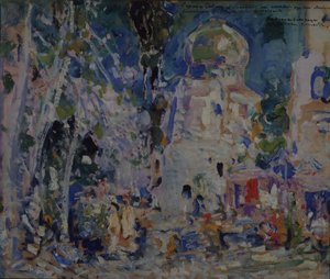 Toneelontwerp voor het ballet De Rode Pimpernel door F. Hartman, 1911 door Konstantin Alekseevich Korovin
