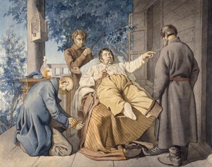 Landheer en zijn lijfeigenen, 1853 door Konstantin Alexandrovich Trutovsky