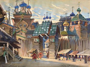 Marktplaats. Decorontwerp voor de opera Prins Igor door A. Borodin