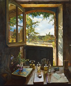 Open deur naar een tuin door Konstantin Andreevic Somov