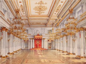 De George Hall, Grote Troonzaal, van het Winterpaleis in Sint-Petersburg door Konstantin Andreyevich Ukhtomsky