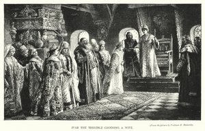 Ivan de Verschrikkelijke kiest een vrouw (gravure) door Konstantin Egorovich Makovsky