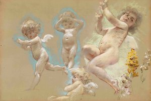 Putti. Interieurdecoratie van het Baron von Dervis herenhuis in Petersburg