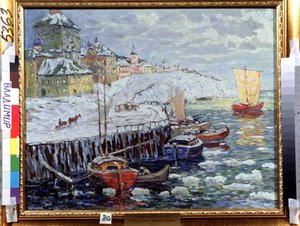Oever in een oude Russische stad. door Konstantin Ivanovich Gorbatov
