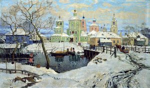 Klein dorp Torzhok, 1917 door Konstantin Ivanovich Gorbatov