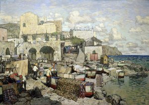 Uitzicht op het eiland Capri door Konstantin Ivanovich Gorbatov
