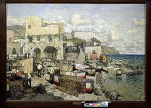 Zicht op het eiland Capri (Italië) door Konstantin Ivanovich Gorbatov