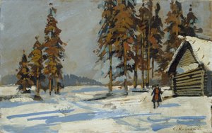 Winterlandschap door Konstantin Korovin