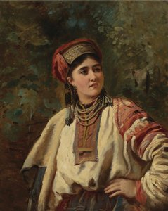 Konstantin Makovsky - Vrouw in een nationaal kostuum door Konstantin Makovsky