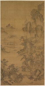 Bergmarkt, helder met opkomende mist door Korea, Joseon dynasty