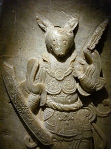 Grafversiering, zodiak konijn op agalmatoliet, 8e eeuw onder de periode van de Noordelijke en Zuidelijke Koninkrijken, Korea. Fotografie, Seoul Nationaal Museum, Republiek Korea