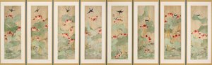 Lotusbloemen en vogels