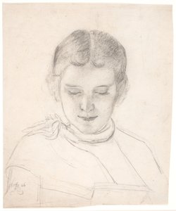 De zus van de kunstenaar, Elizabeth Zahrtmann, lezend