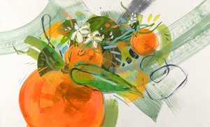 Levendig abstract citrusmotief door Kristin Cronic