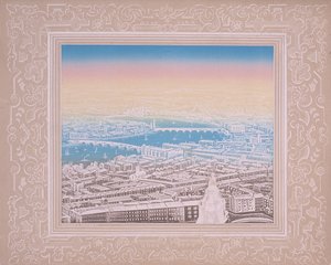 Luchtfoto van Londen met Waterloo Bridge en Blackfriars Bridge, ca. 1845 door Kronheim and Co