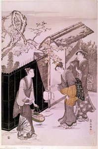 Terug van poëtische avond in de lente Japanse prent door Shunman Kubo (1757-1820). Parijs, Guimet Museum, Nationaal Museum van Aziatische Kunsten door Kubo Shumman