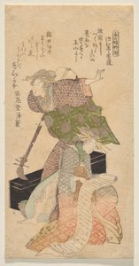 Een dame die een shamisen vasthoudt terwijl een ander zingt uit een jōruri-libretto door Kubo Shunman