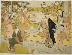 Oboshi Yuranosuke in het Ichiriki Theehuis, uit scène VII in het Pakhuis van Loyale Retainers door Kubo Shunman