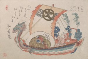 Schatboot Takara-bune met drie ratten, 1816, jaar van de rat