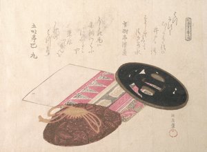 Tsuba zwaardbeschermer en tassen, 19e eeuw door Kubo Shunman