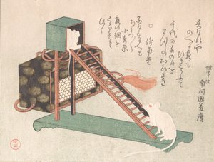Witte muizen die spelen, waarschijnlijk 1816 door Kubo Shunman