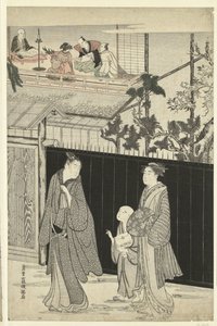 Het huis van de kyoka dichter bij nacht door Kubota Shunman