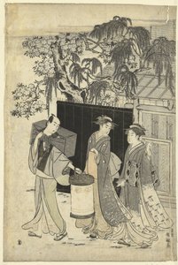 Het huis van de kyoka dichter bij nacht door Kubota Shunman
