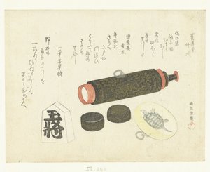 Telescoop, Netsuke en Shogi-stuk door Kubota Shunman