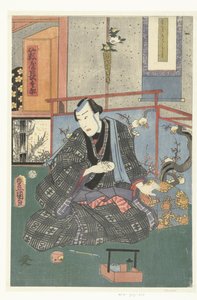 Acteur in zijn kleedkamer door Kunisada (II) , Utagawa