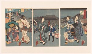 Tempelfestival door Kunisada (II) , Utagawa