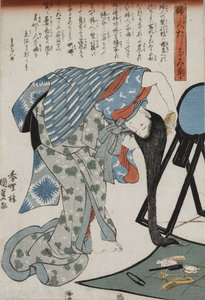 Vrouw die haar haar kamt, 1847 door Kunisada