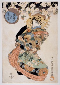 Courtisane Hanamurasaki van Tamaya theehuis, Ca 1830, Ukiyo-e kunstdruk