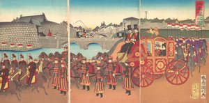 Zicht op de keizerlijke koets, 1889 Meiji 22, 1889