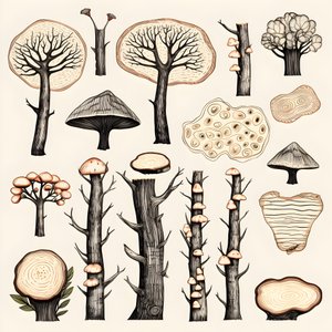 Boomstamsecties, boho-clipart, boho-tekenpatroon, boho-stam 3