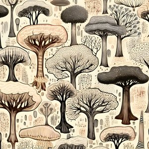 Boomstamsecties, boho-clipart, boho-tekenpatroon, boho-stam 4