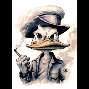 Dagobert Duck rookt een grote marihuana-joint 2