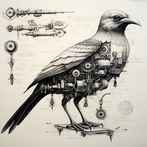 Stoommechanische vogel blauwdrukken van Da Vinci 1