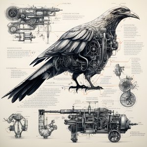 Stoommechanische vogel blauwdrukken van Da Vinci 3