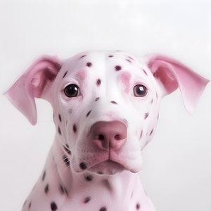 Fascinerende close-up van een roze varken met witte dalmatiërvlekken in moirépatroon