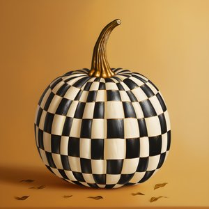 goud wit en zwart, pompoen op beige achtergrond 1