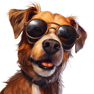 Hond, cartoon, zonnebril 3