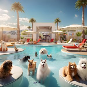 Honden-poolparty in Palm Springs 1