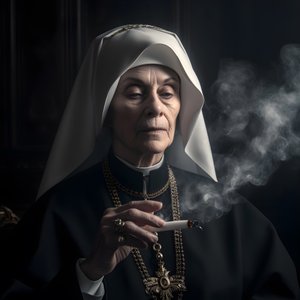 Non met diamanten ketting rookt een sigaar 3