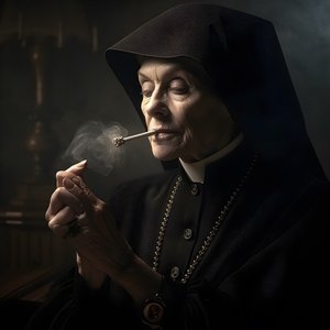 Non met diamanten ketting rookt een sigaar 4