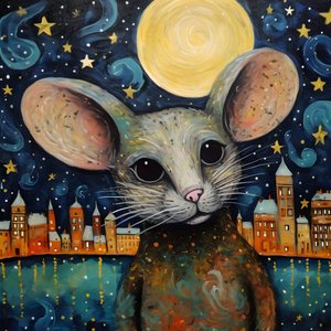 Portret van de muis dier Starry Night 3