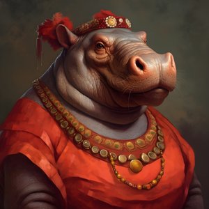 Portret van een oude republikeinse vrouwelijke nijlpaard 2 door Kurt Heppke